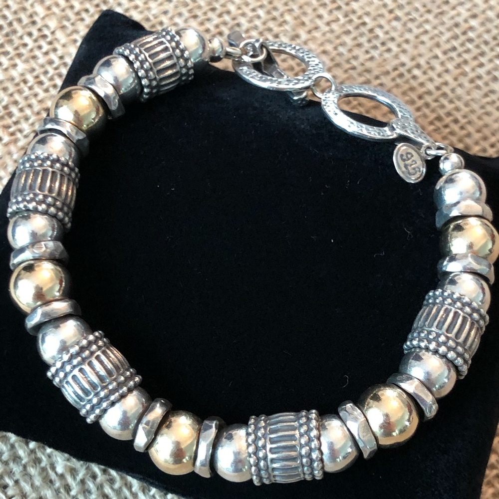 Silpada 925 Sterling Silver .925 14k Gold Filled Bead Two Toned Toggle Bracelet